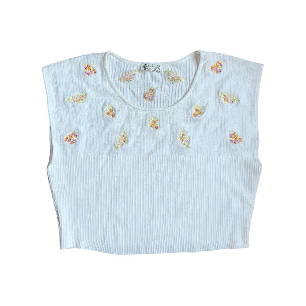 Intimately Free People Crop Top Ivory‎ Floral Women's Small Embroidered